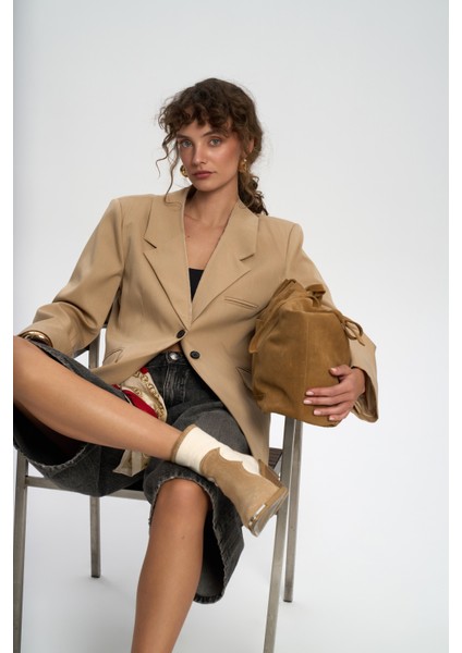 Volda Yaka Detay Vizon Blazer