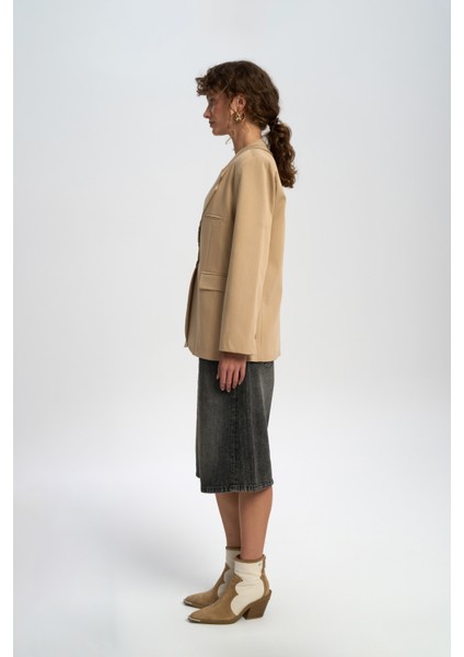 Volda Yaka Detay Vizon Blazer modelleri