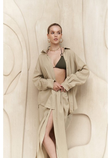 Charlotte Bej Oversize Keten Gömlek fiyatları