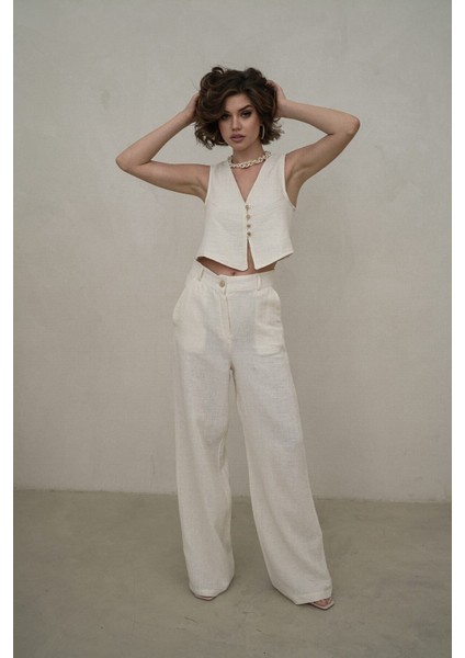 Clover Natural Müslin Yelek-Pantolon Takım fiyatları