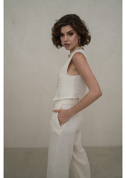 Clover Natural Müslin Yelek-Pantolon Takım modelleri