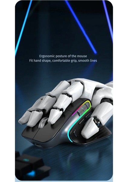 Kablosuz Fare Bluetooth 5.0 Fare 2.4g Kablosuz Taşınabilir Optik Fare Ergonomik Sağ El Bilgisayar Fareleri Gri (Yurt Dışından)