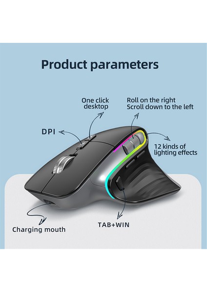 Kablosuz Fare Bluetooth 5.0 Fare 2.4g Kablosuz Taşınabilir Optik Fare Ergonomik Sağ El Bilgisayar Fareleri Gri (Yurt Dışından) modelleri