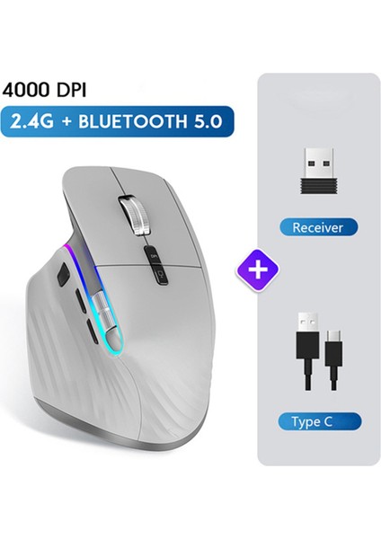 Kablosuz Fare Bluetooth 5.0 Fare 2.4g Kablosuz Taşınabilir Optik Fare Ergonomik Sağ El Bilgisayar Fareleri Gri (Yurt Dışından) indirimleri