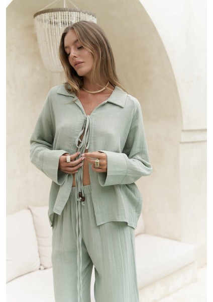 Bali Boncuklu Çağla Müslin Takım