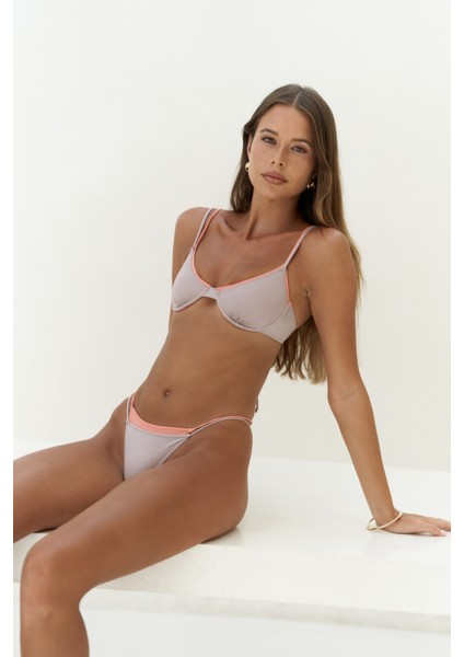 Dharma Renk Bloklu Lila Bikini Üstü