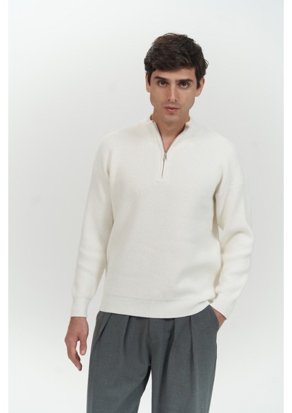 Mathis Ekru Balıkçı Yaka Erkek Triko Kazak