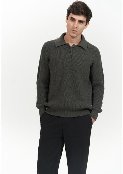 Vander Düğme Detay Antrasit Erkek Triko Kazak fiyatları