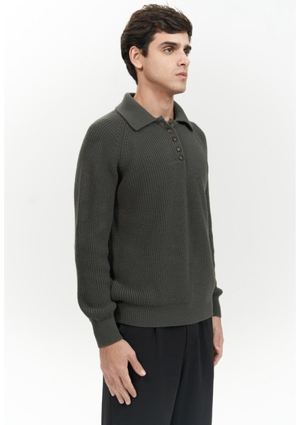 Vander Düğme Detay Antrasit Erkek Triko Kazak modelleri