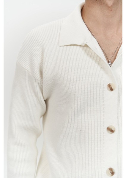 Bastian Düğme Detay Ekru Erkek Triko Hırka indirimleri