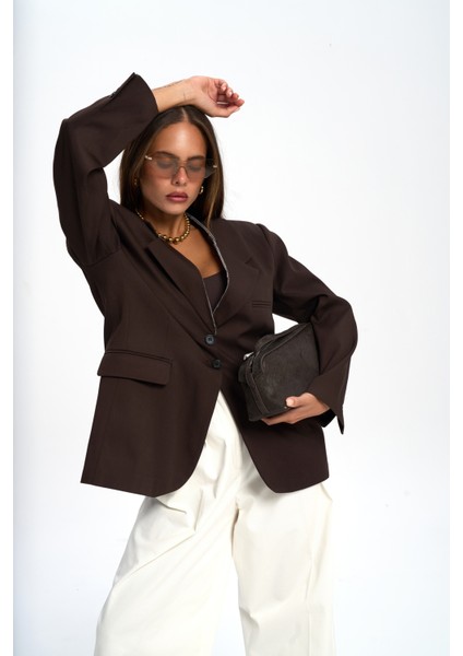 Volda Yaka Detay Kahve Blazer