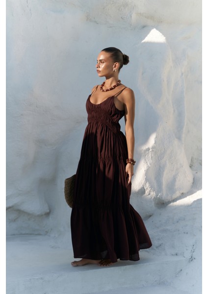 Dozza Askılı Bordo Uzun Elbise modelleri