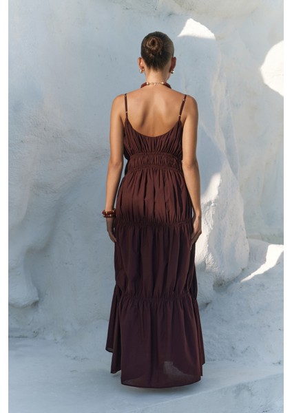 Dozza Askılı Bordo Uzun Elbise fırsatları