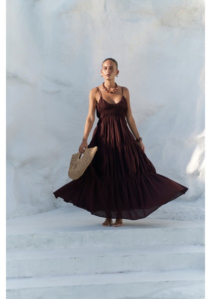 Dozza Askılı Bordo Uzun Elbise indirimleri