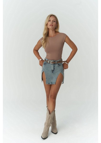 Nives Sırt Dekolteli Vizon Crop indirimleri