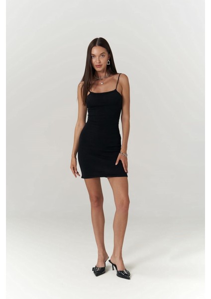 Sunrise Siyah Sırt Dekolteli Kısa Triko Elbise fiyatları