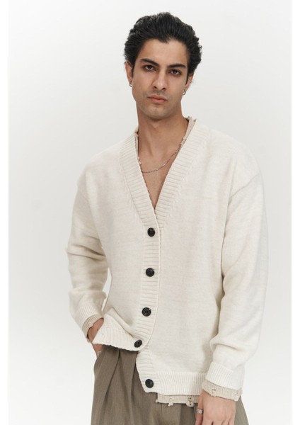 Raid Çift Yaka Ekru Erkek Triko Hırka fiyatları