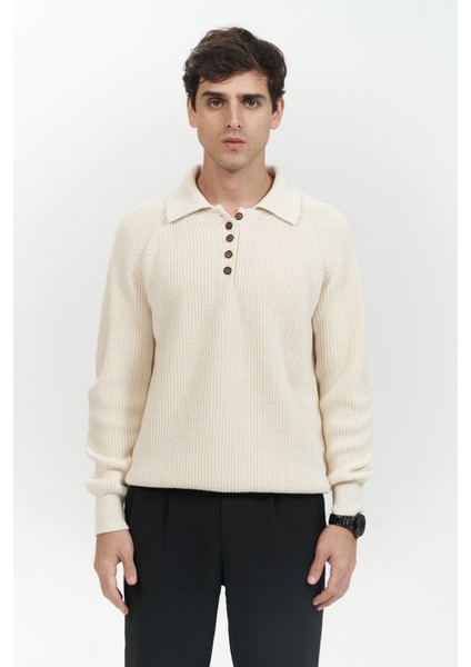 Vander Düğme Detay Ekru Erkek Triko Kazak fiyatları