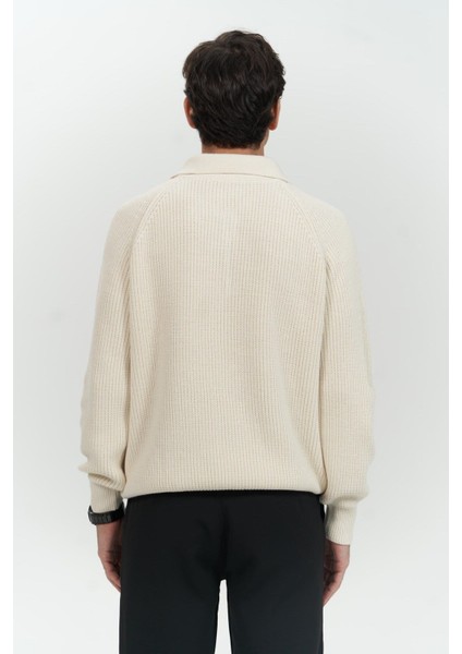 Vander Düğme Detay Ekru Erkek Triko Kazak fırsatları