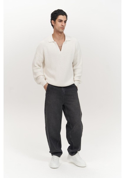 Magnus Polo Yaka Ekru Erkek Triko Kazak