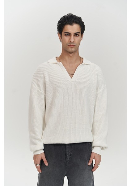 Magnus Polo Yaka Ekru Erkek Triko Kazak fiyatları