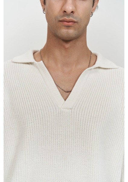 Magnus Polo Yaka Ekru Erkek Triko Kazak indirimleri