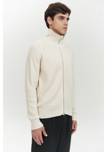 Brock Tam Fermuarlı Ekru Erkek Triko Kazak modelleri