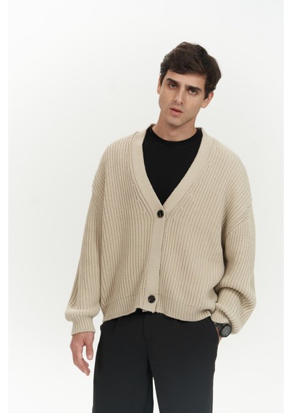 Cassian Bej Erkek Triko Hırka