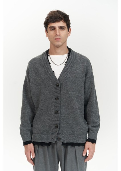 Raid Çift Yaka Füme Erkek Triko Hırka fiyatları