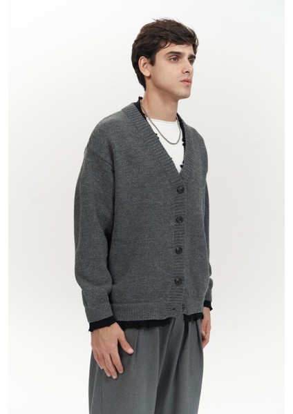 Raid Çift Yaka Füme Erkek Triko Hırka modelleri