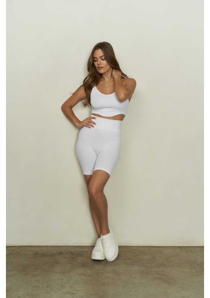 Dikişsiz Beyaz Bisikletçi Tayt modelleri