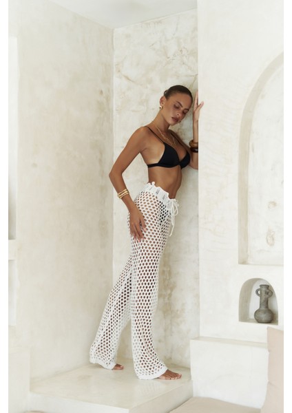 Texas Bağcıklı Beyaz Ajur Pantolon modelleri