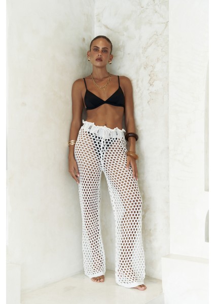 Texas Bağcıklı Beyaz Ajur Pantolon fırsatları