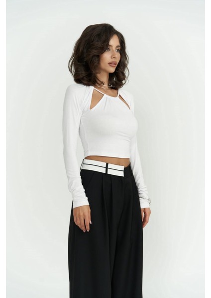 Mastery Ip Detaylı Uzun Kollu Beyaz Bluz modelleri