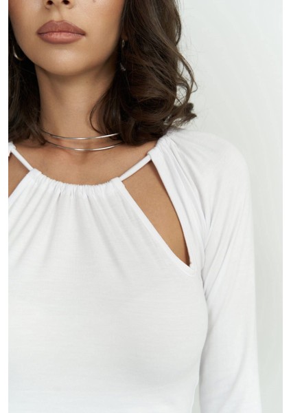 Mastery Ip Detaylı Uzun Kollu Beyaz Bluz fırsatları