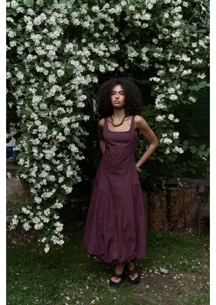 Garda Uzun Bordo Balon Elbise modelleri