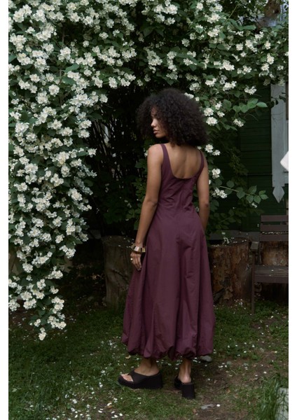 Garda Uzun Bordo Balon Elbise fırsatları