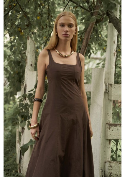 Garda Uzun Kahve Balon Elbise fırsatları