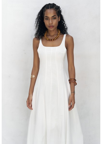 Garda Uzun Ekru Balon Elbise modelleri