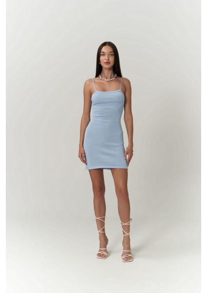 Sunrise Mavi Sırt Dekolteli Kısa Triko Elbise fiyatları