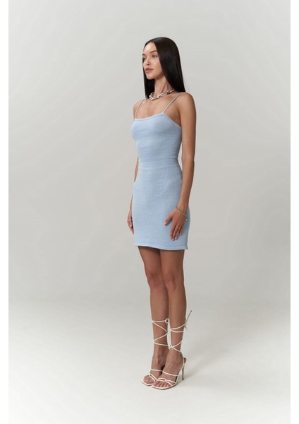 Sunrise Mavi Sırt Dekolteli Kısa Triko Elbise modelleri