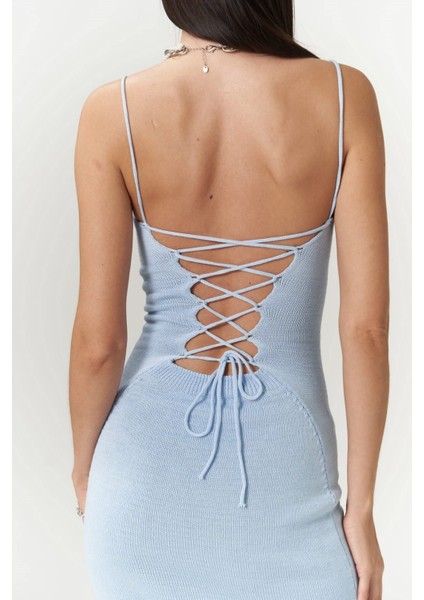 Sunrise Mavi Sırt Dekolteli Kısa Triko Elbise indirimleri