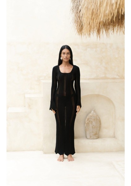 Paulina Dantel Örgülü Siyah Triko Elbise fiyatları