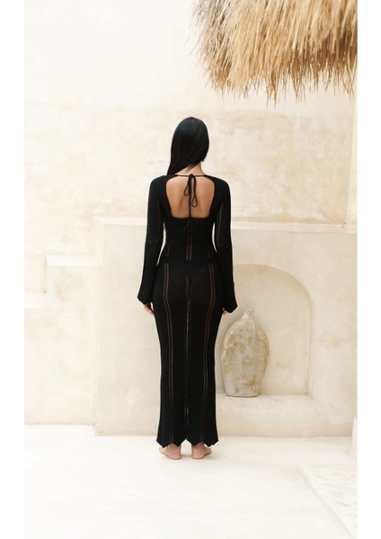 Paulina Dantel Örgülü Siyah Triko Elbise modelleri