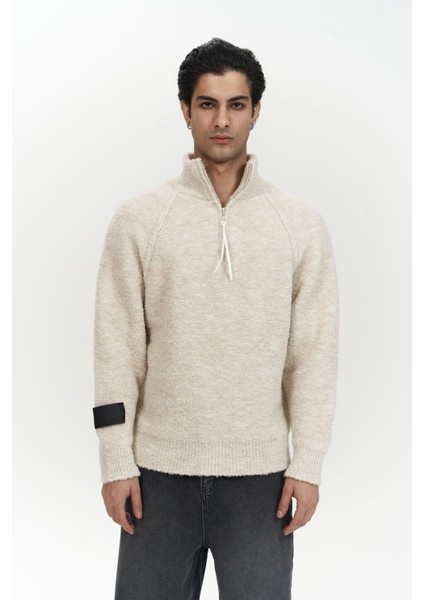 Zane Fermuar Detay Bej Erkek Triko Kazak fiyatları