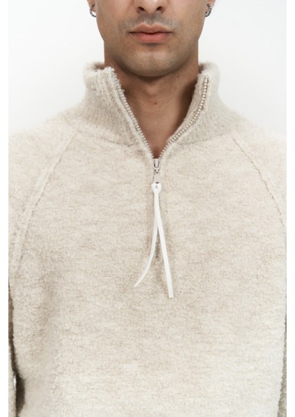 Zane Fermuar Detay Bej Erkek Triko Kazak indirimleri