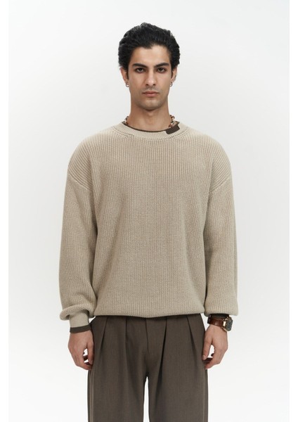 Carter Çift Yaka Detaylı Bej Erkek Triko Kazak fiyatları