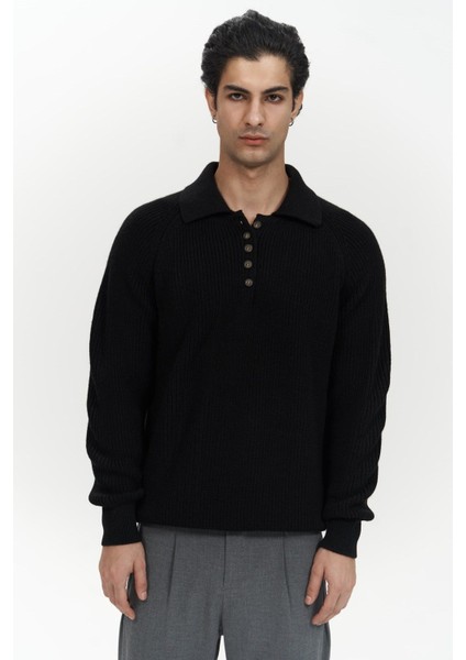 Vander Düğme Detay Siyah Erkek Triko Kazak fiyatları