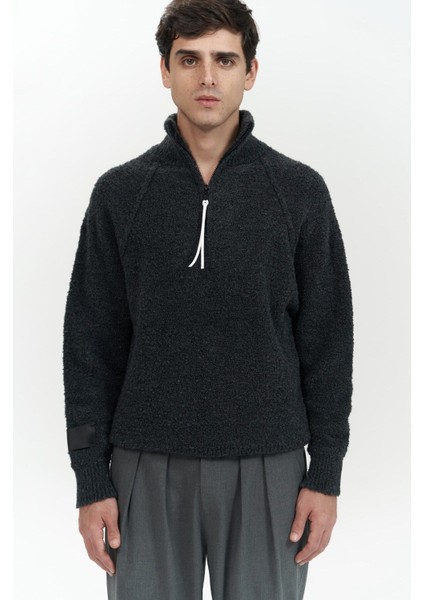 Zane Fermuar Detay Antrasit Erkek Triko Kazak fiyatları