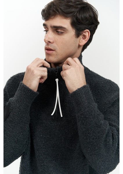 Zane Fermuar Detay Antrasit Erkek Triko Kazak indirimleri